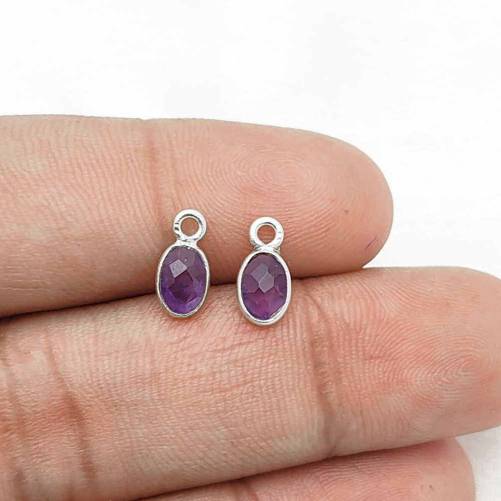 Amethyst Gemstone Pendant – 925 Sterling Silver, Oval 4x6mm Charm