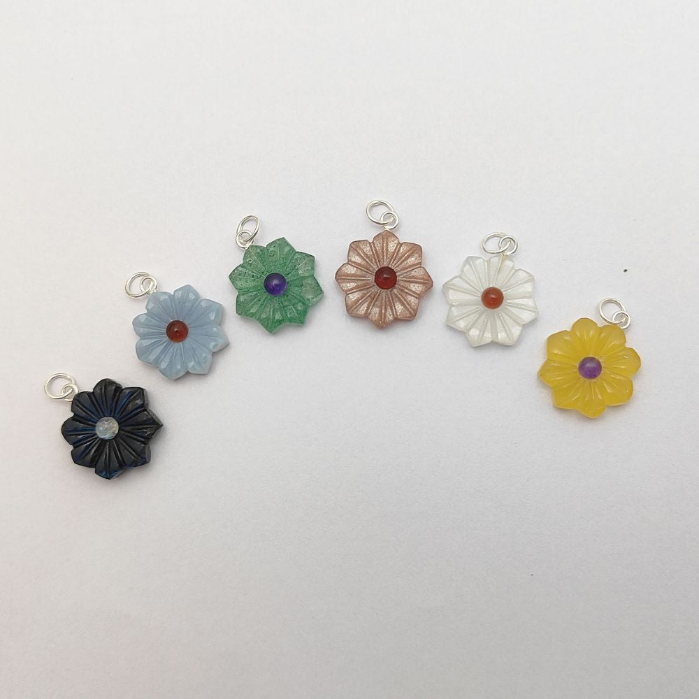 Elegant Blue Opal Gemstone Flower Pendant – Sold by Piece