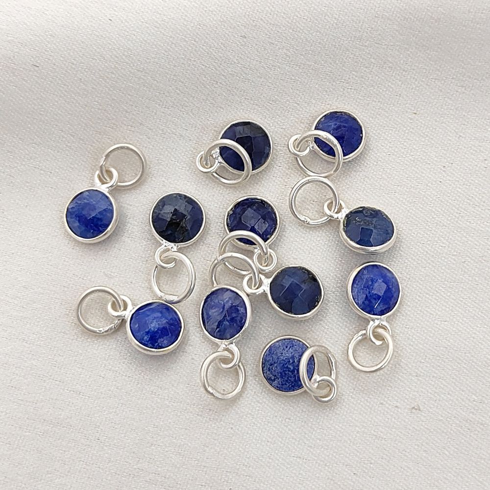 Gold Vermeil & Sterling Silver Sapphire Pendant Handmade 6mm Round Faceted September Birthstone Necklace Charm- Selling Per Piece