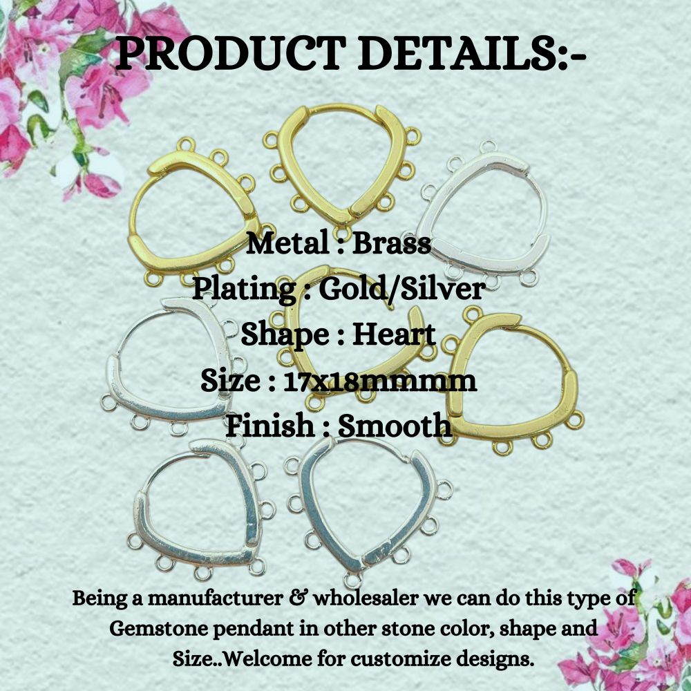 Handmade Jewelry Findings Gold Heart Hoops & Silver Multi Loop Earring Making Components- Selling by Pair