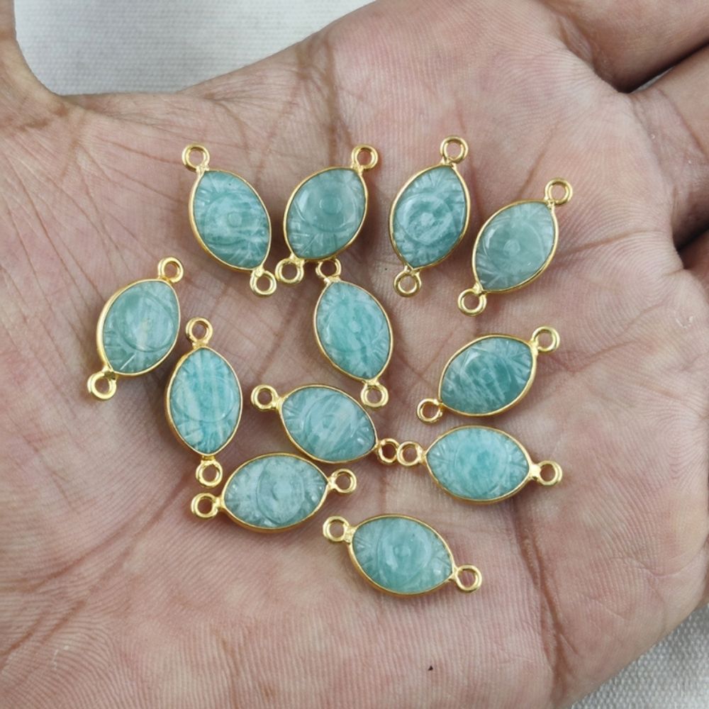 Marquise Shape Amazonite Evil Eye Gemstone