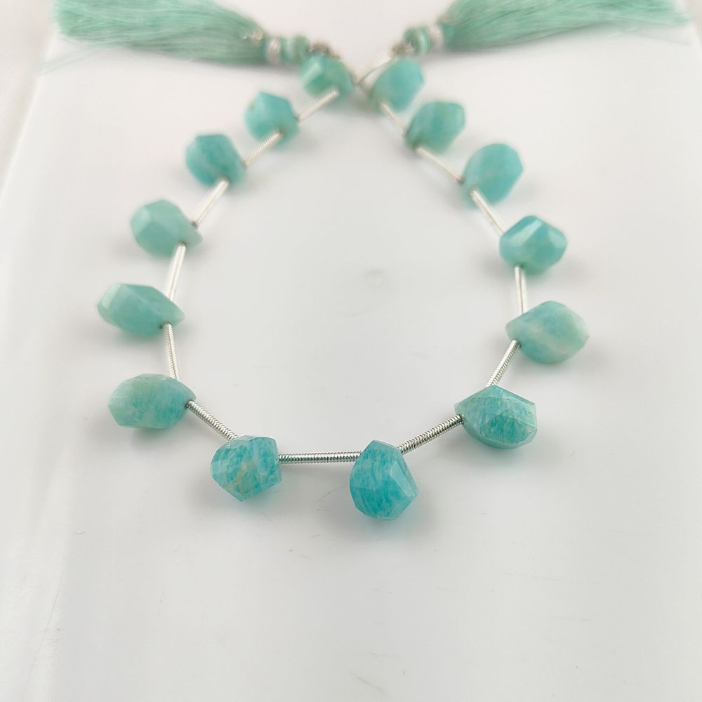 Amazonite Faceted Twisted Briolette Gemstone Beads