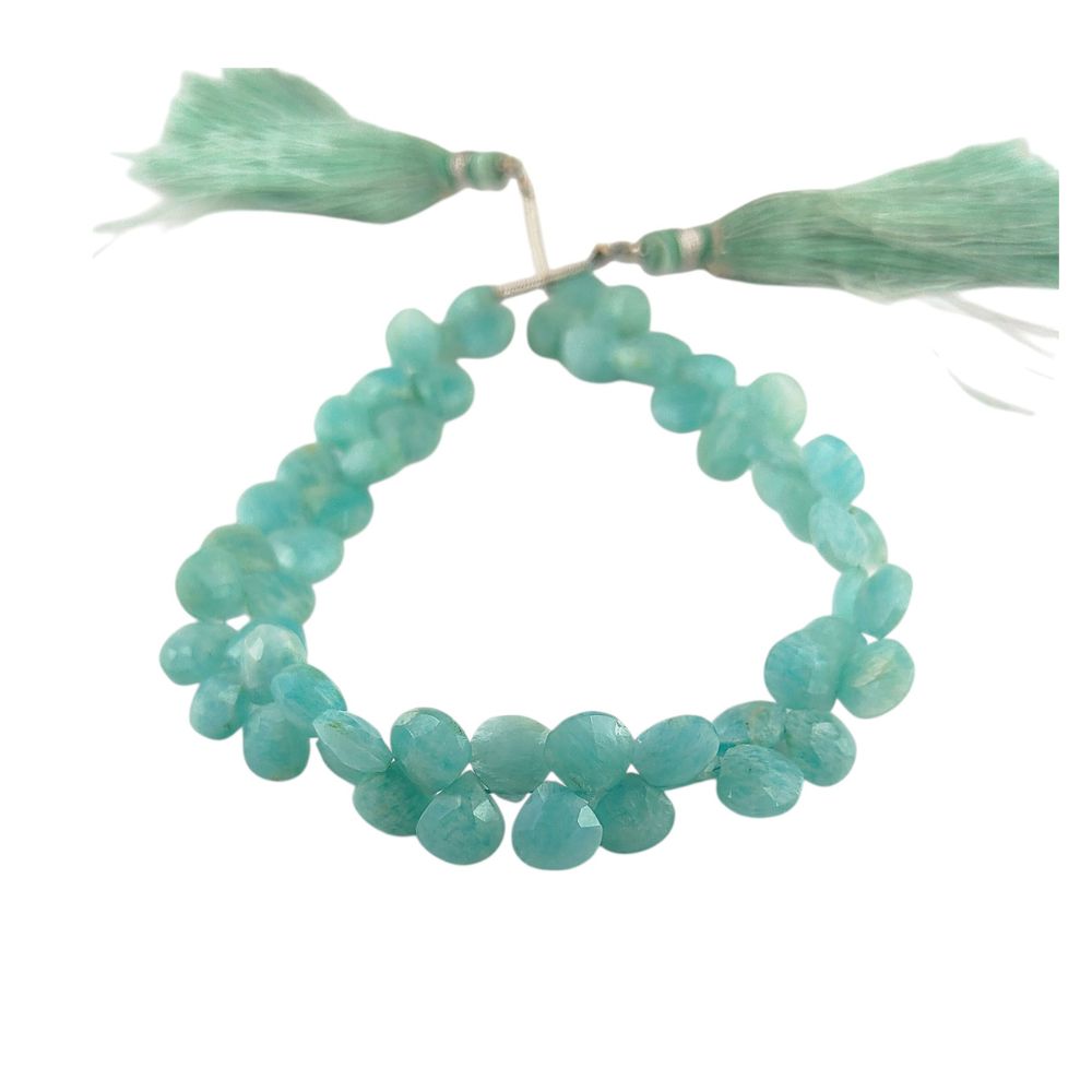 Beautiful Amazonite Heart Beads - Natural Gemstone for Jewelry Making