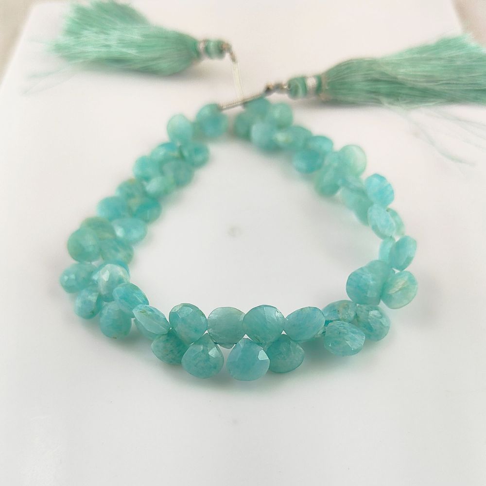 Eco-Friendly Amazonite Heart Beads - Perfect for Necklace, Bracelet, and Earring Designs