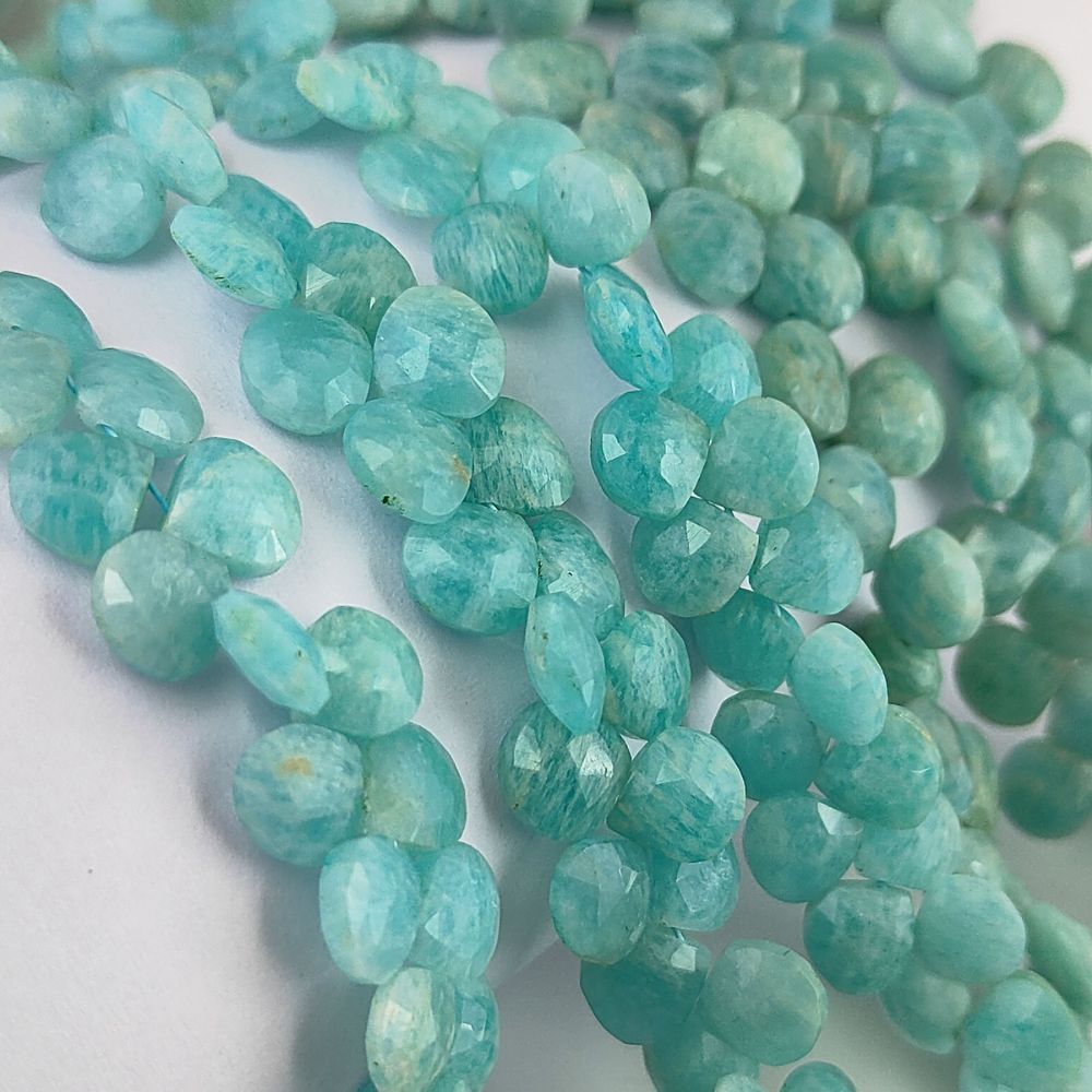 Natural Amazonite Beads - Unique Faceted Heart-Shaped Stones for Necklaces and Bracelets