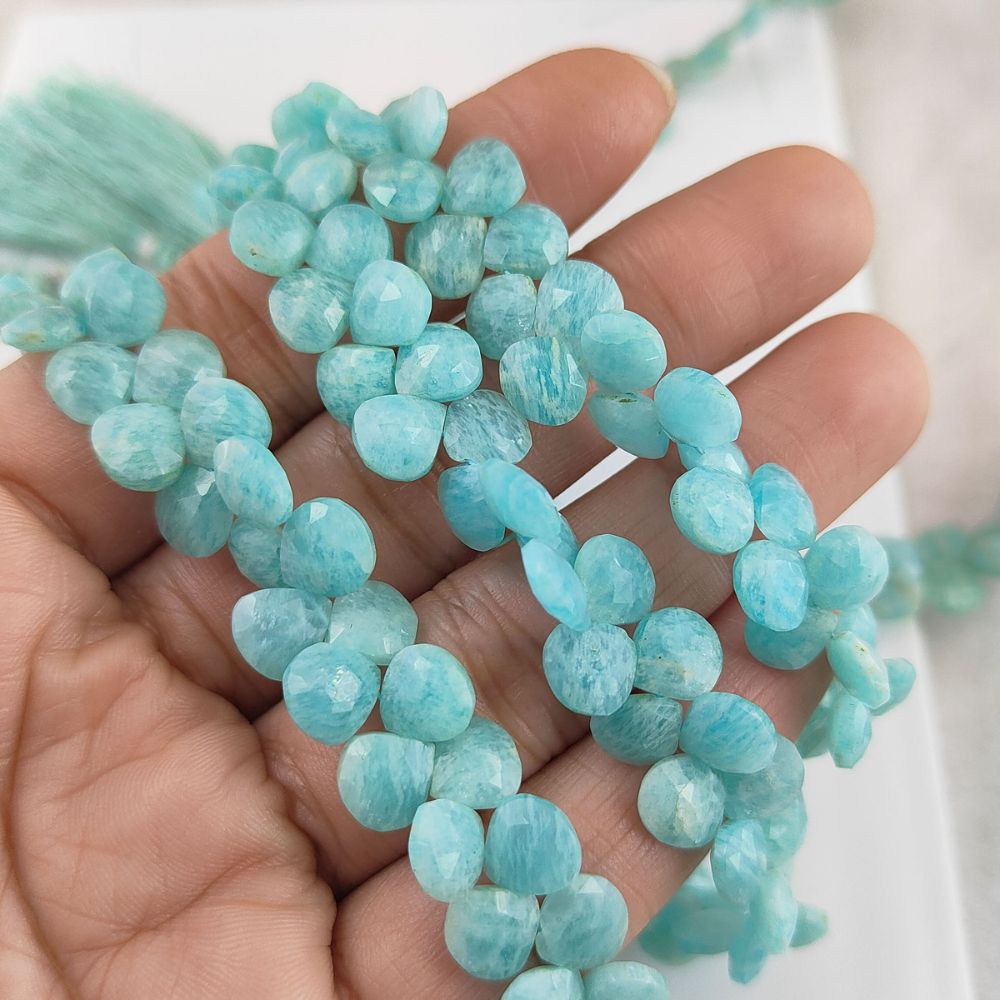 Amazonite Gemstone Beads - Beautiful Heart Shape Beads for Jewelry Designers