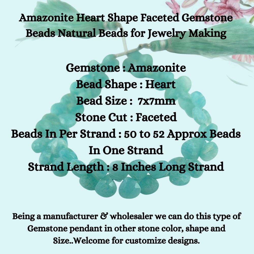 Faceted Amazonite Heart Beads - Perfect for DIY Jewelry Creations