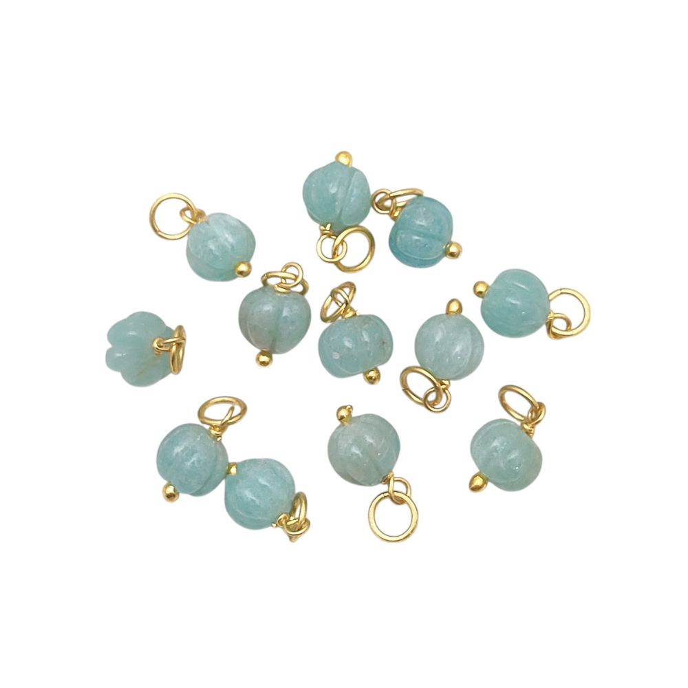Amazonite Jewelry Charm Handmade Carved Pumpkin Pendant for Bohemian Accessories- Selling Per Piece