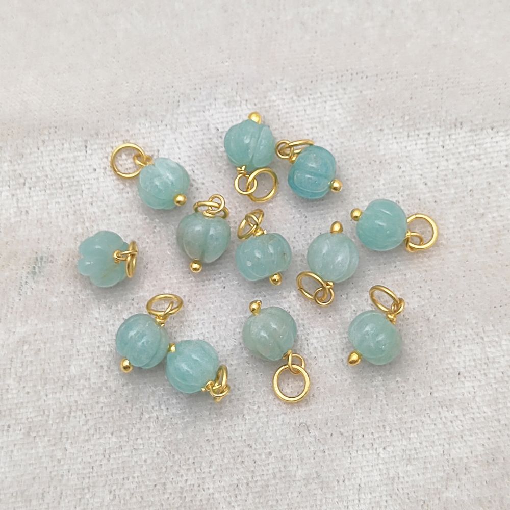 Amazonite Jewelry Charm Handmade Carved Pumpkin Pendant for Bohemian Accessories- Selling Per Piece