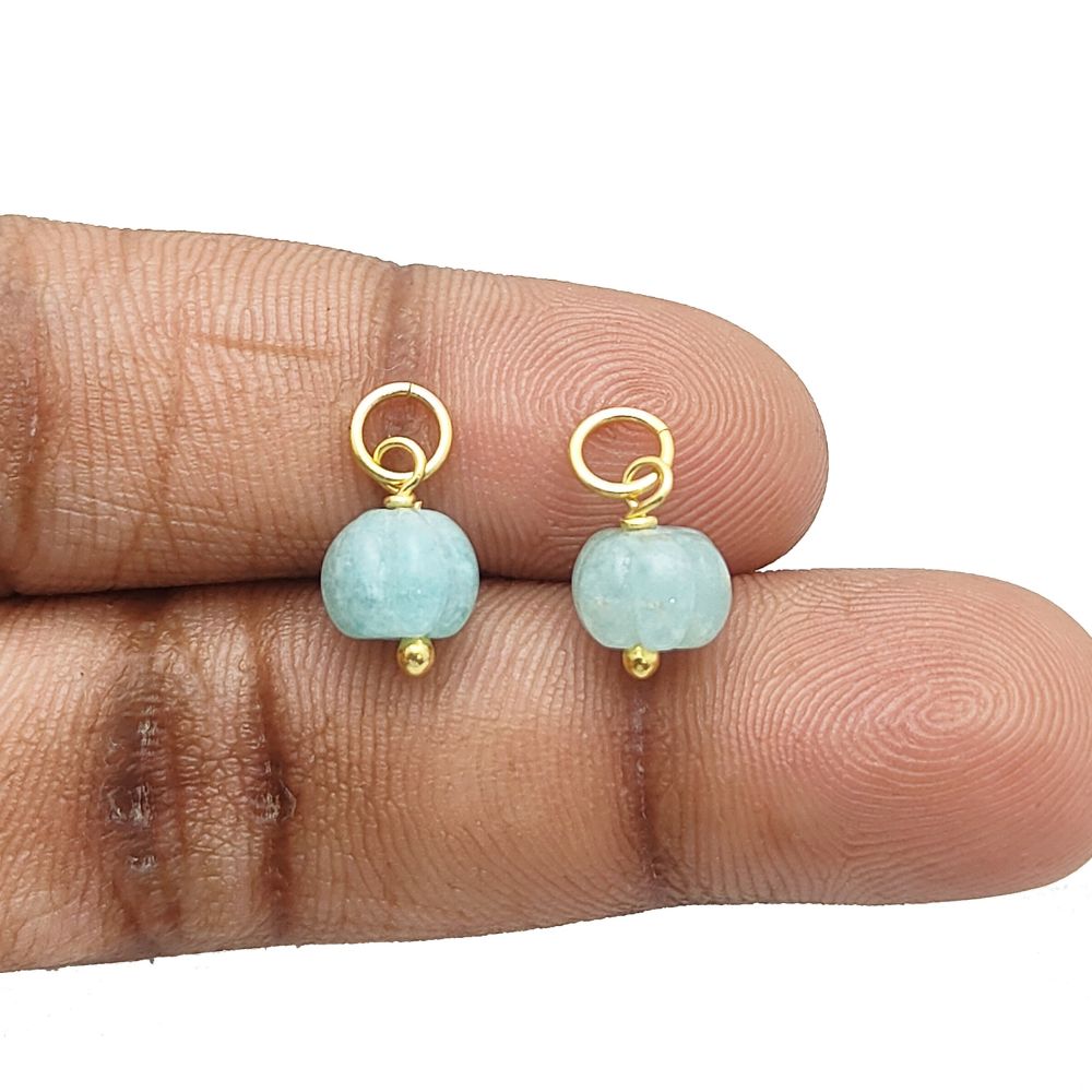 Amazonite Jewelry Charm Handmade Carved Pumpkin Pendant for Bohemian Accessories- Selling Per Piece