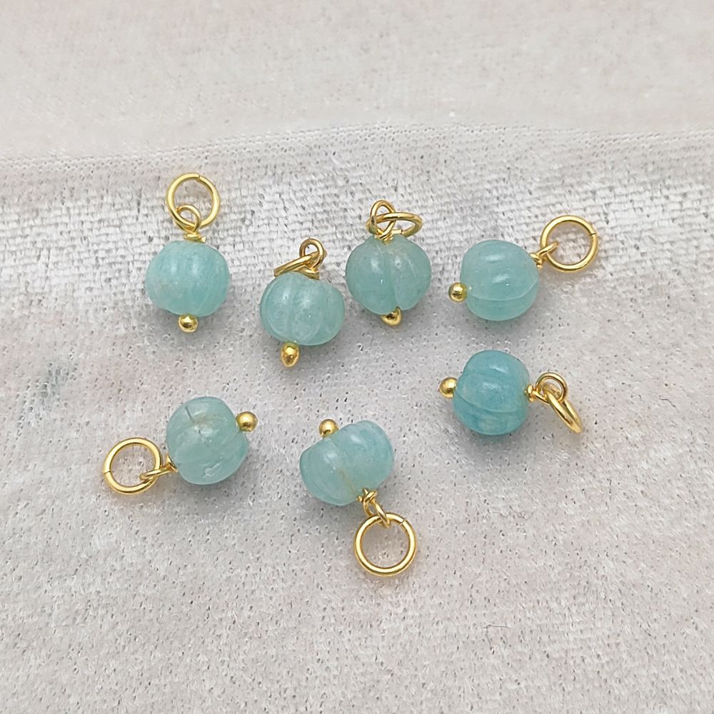 Amazonite Jewelry Charm Handmade Carved Pumpkin Pendant for Bohemian Accessories- Selling Per Piece