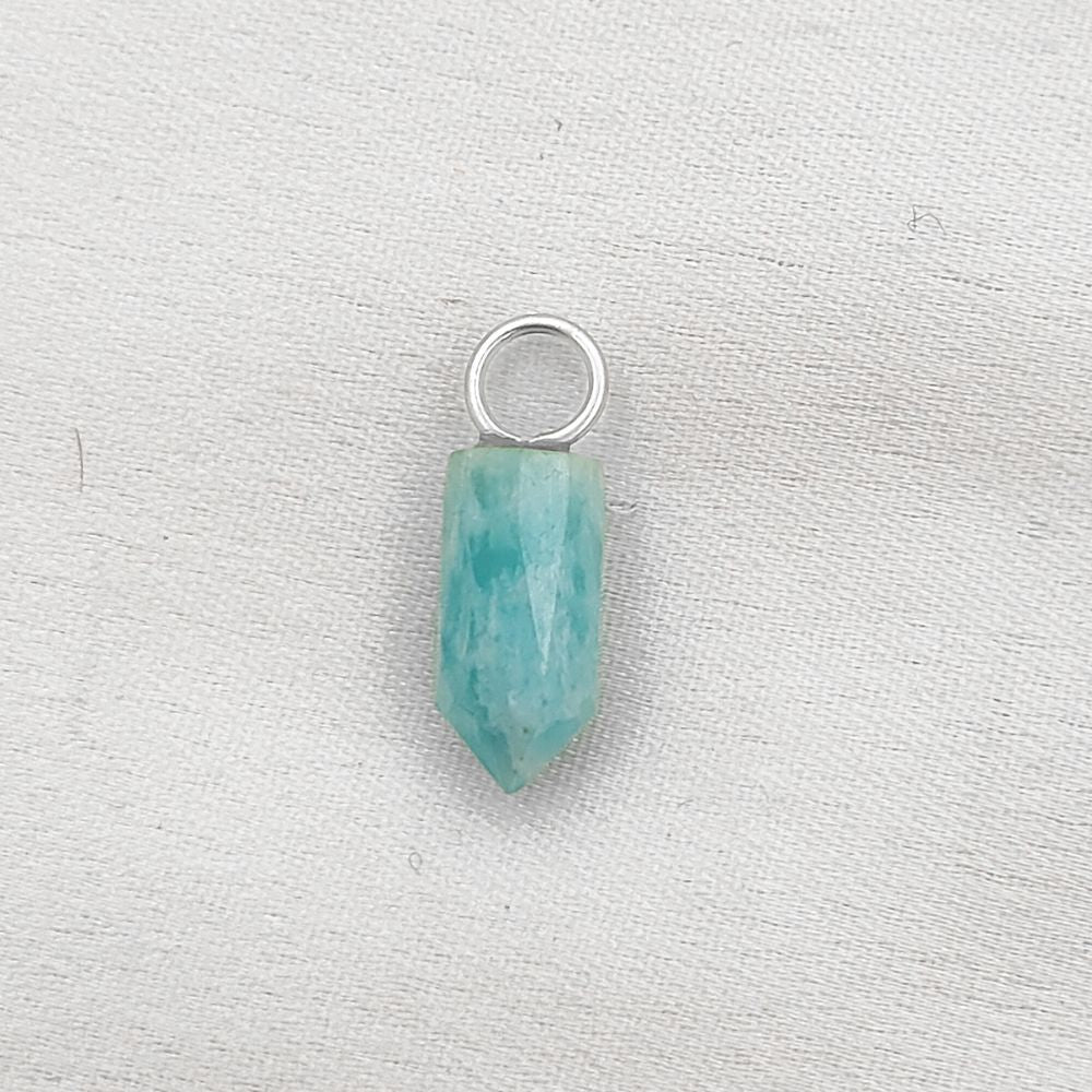Amazonite Pencil Point Pendant in Gold Plated Sterling Silver 14x6mm Handmade Gemstone Spike Charm, Healing Crystal Necklace Pendant- Selling Per Piece