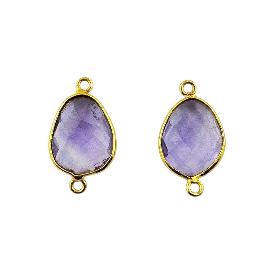 12–15mm Free Form Amethyst Connector Links Gold Plated Purple Gemstone Charms for Bracelets, Necklaces, Earrings & DIY Jewelry- Selling Per Piece