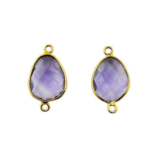 12–15mm Free Form Amethyst Connector Links Gold Plated Purple Gemstone Charms for Bracelets, Necklaces, Earrings & DIY Jewelry- Selling Per Piece