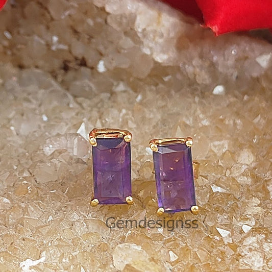 Minimalist Purple Amethyst Earrings