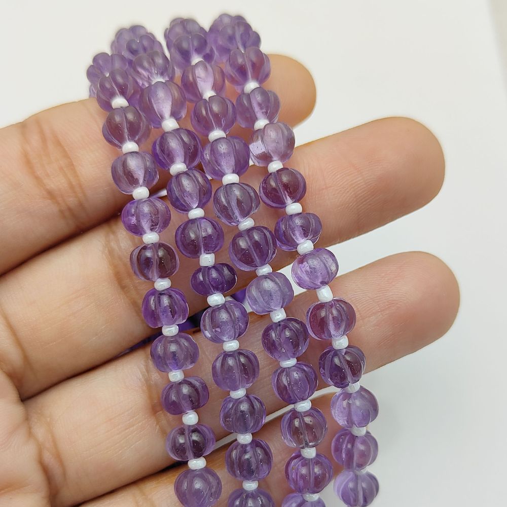 Amethyst Pumpkin Beads – Carved Gemstones for Custom Jewelry Making