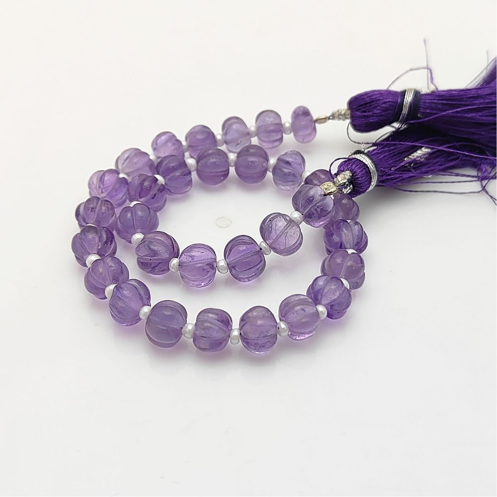 Amethyst Pumpkin Beads – Natural Carved Gemstones for DIY Jewelry Projects