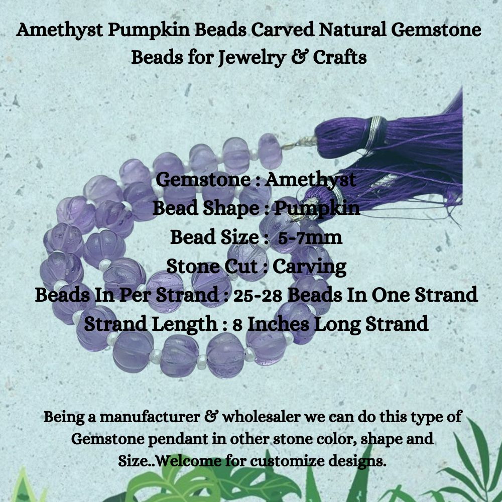 Carved Amethyst Pumpkin Gemstone Beads – Ideal for DIY Jewelry Designs
