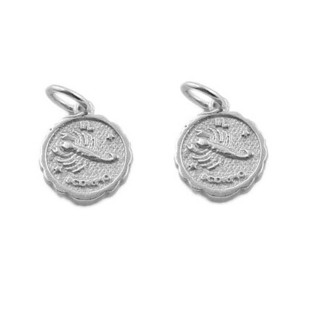 Antique Scorpio Zodiac Sign Pendant Gold & Silver Plated Round Brass Charm for DIY Jewelry Making- Selling Per Piece