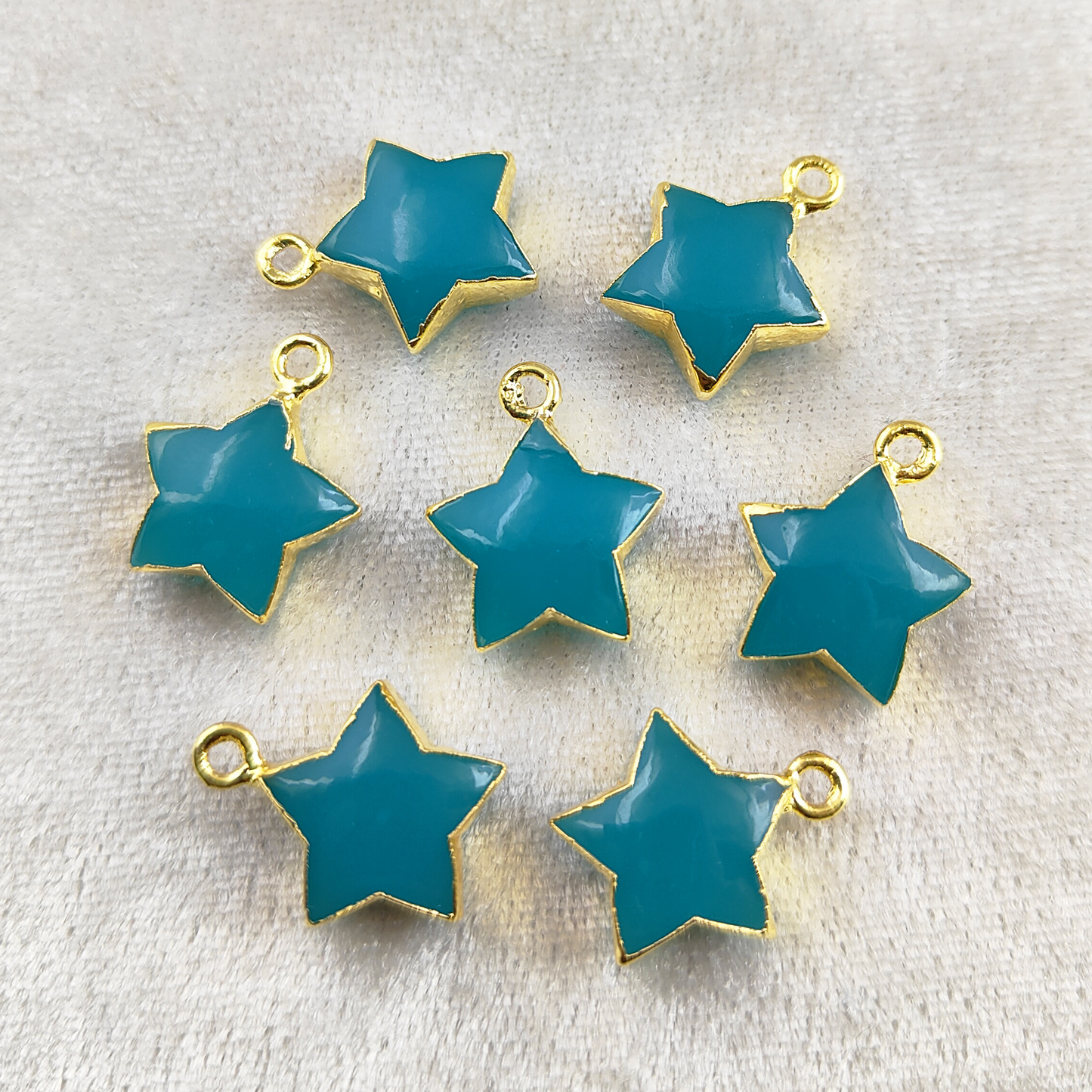 Tiny Minimalist Aqua Chalcedony Star Pendant 14mm