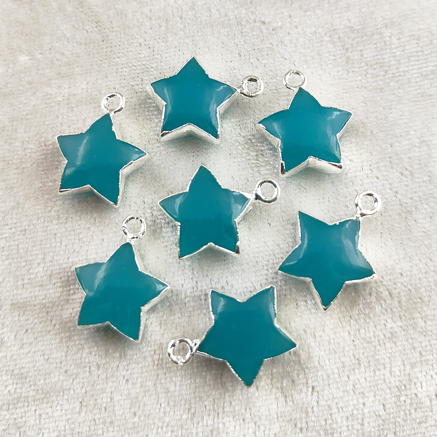Elegant 14mm Aqua Chalcedony Star Shape Pendant in Gold Electroplated Finish