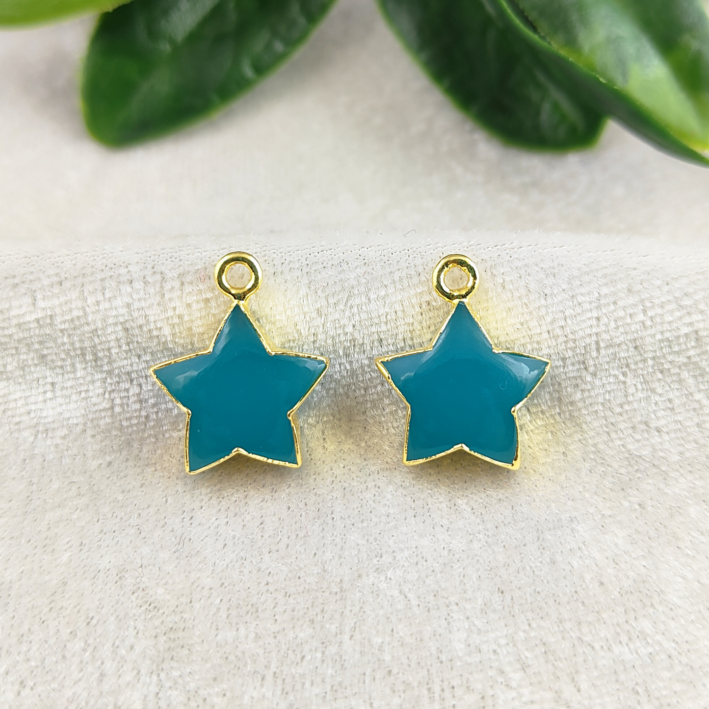 14mm Aqua Chalcedony Star Shape Gemstone Pendant Gold/Silver Electroplated Tiny Minimalist Jewelry-Selling Per Piece