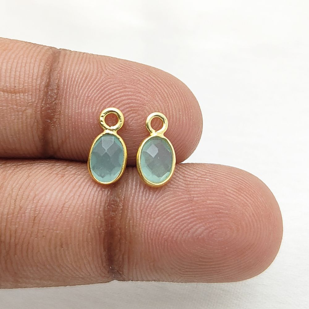 Soft blue chalcedony pendant for women, delicate gold necklace