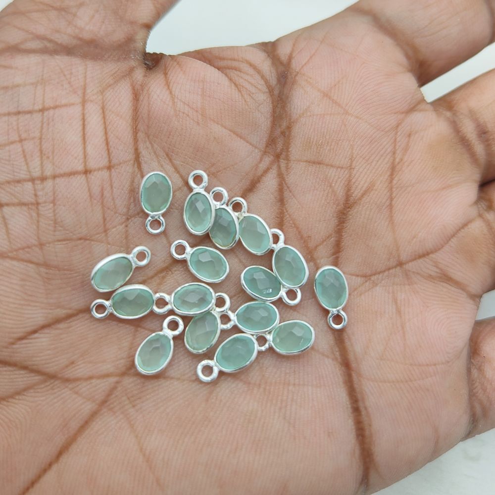 Charming Aqua Chalcedony Pendant – Oval 4x6mm Stone in Sterling Silver