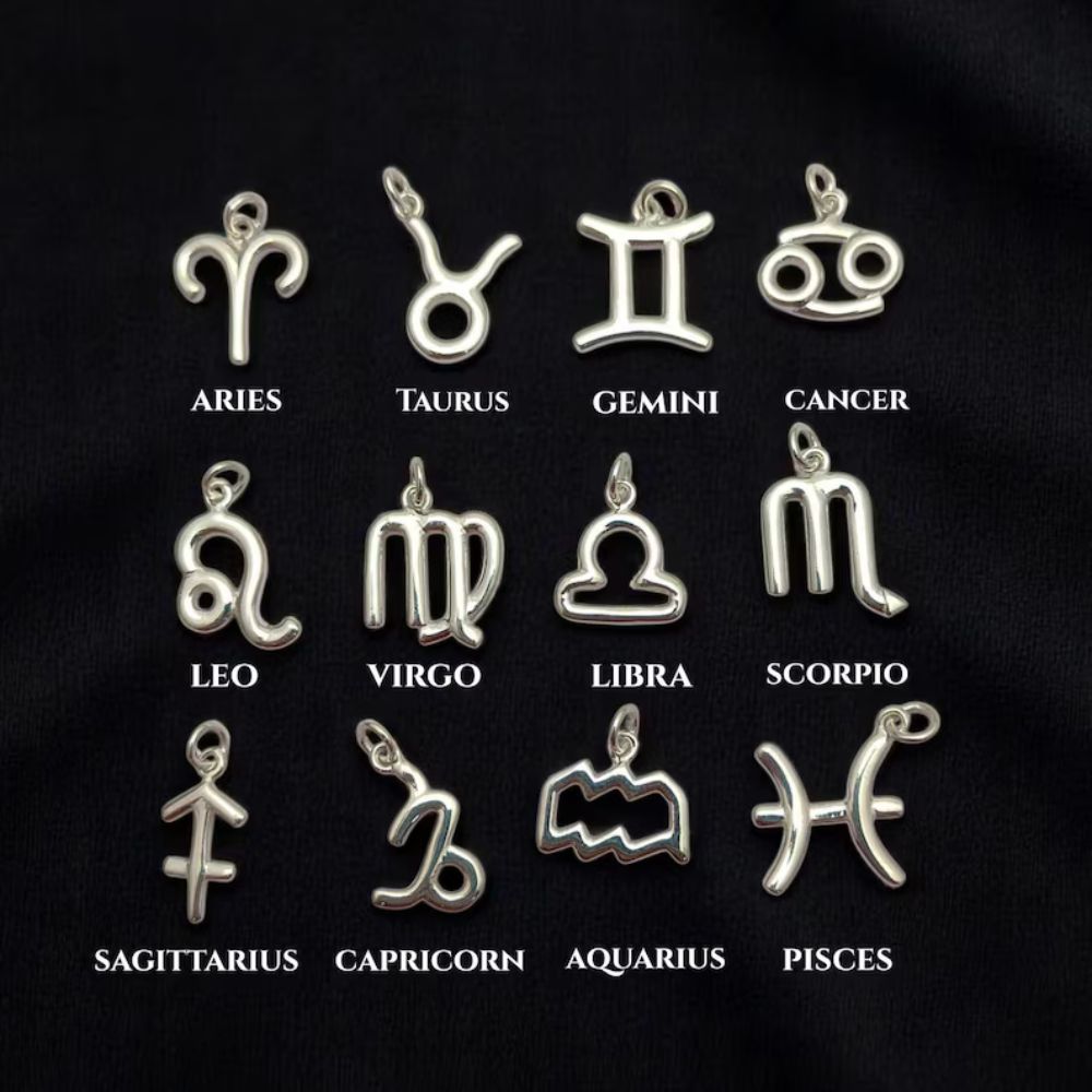 Aquarius Zodiac Charm Pendant in 925 Sterling Silver Astrology Horoscope Symbol Jewelry, Celestial Gift for Her – Selling Per Piece