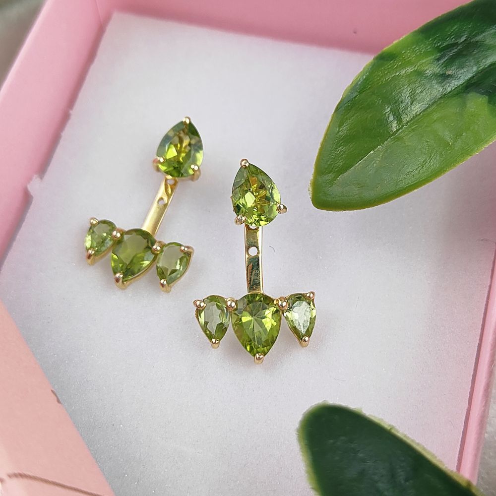 Luxury Green Peridot Ear Jacket – Delicate Birthstone Jewelry for Women