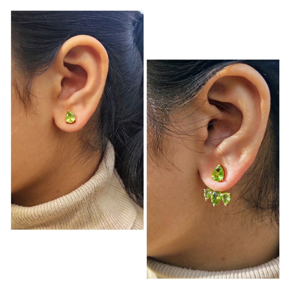 Handmade Peridot Ear Jacket – Gold Plated Sterling Silver Jewelry