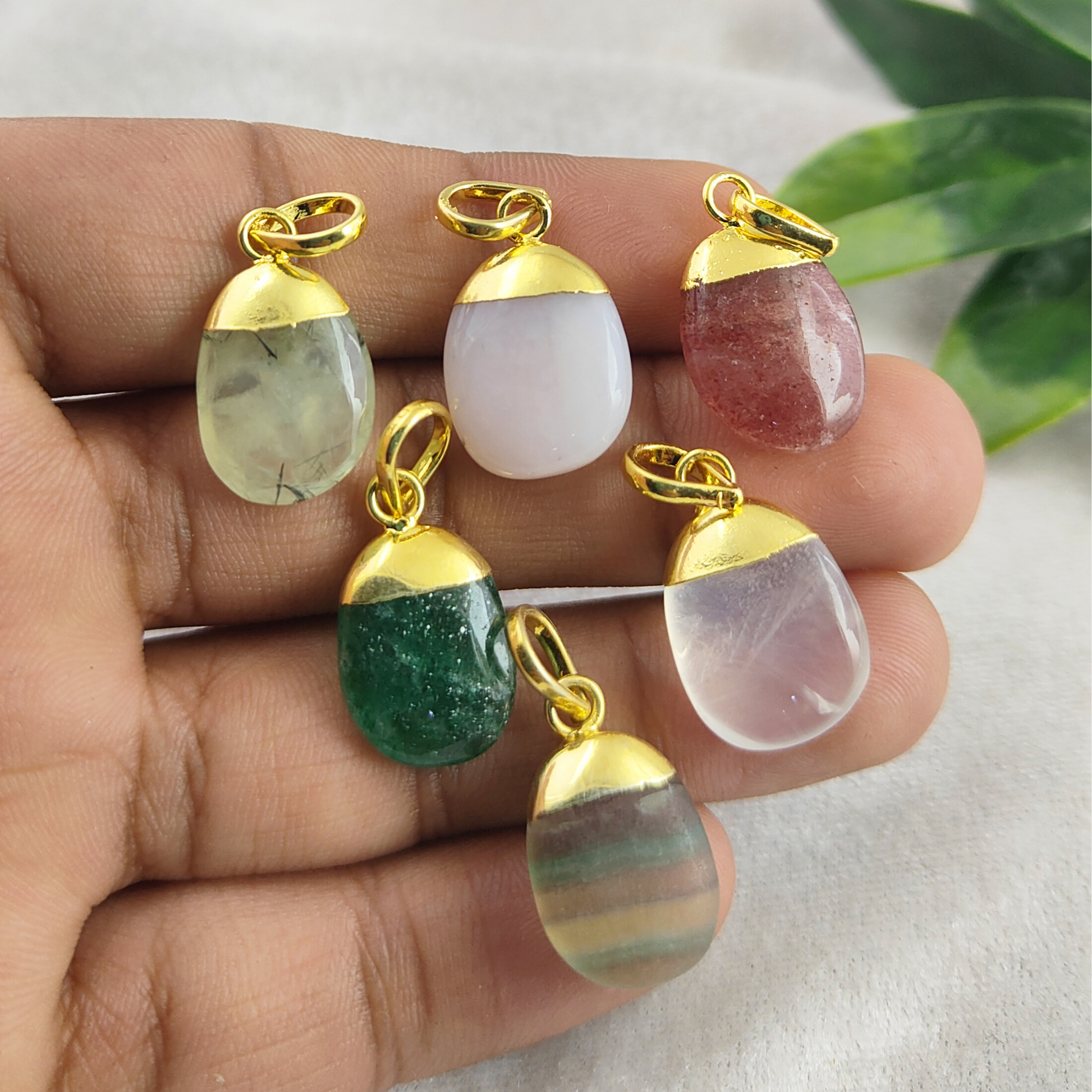 Assorted gemstone necklace pendant with gold-plated bail - handcrafted and one-of-a-kind