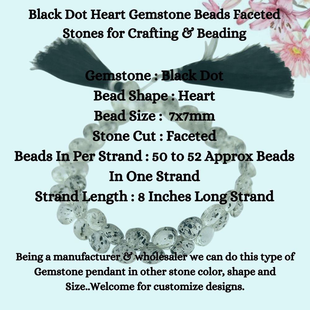 Heart Shape Black Dot Beads – Beautiful Gemstones for DIY Jewelry Making