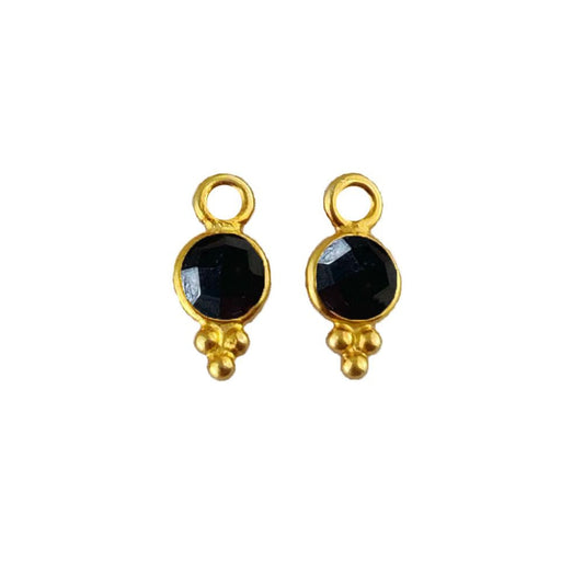Black Onyx Gold Vermeil Pendant 4mm Tiny Gemstone Charms