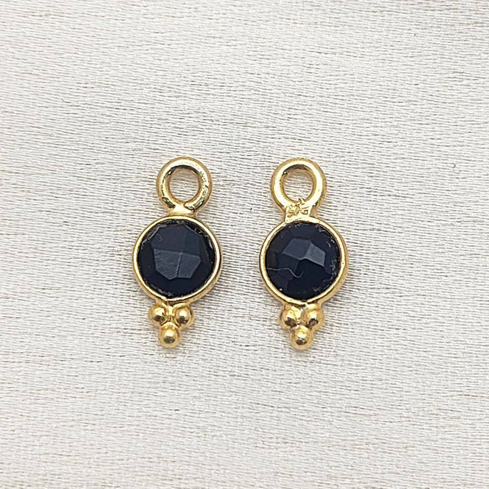 Black Onyx Gold Vermeil Pendant 4mm Tiny Gemstone Charms