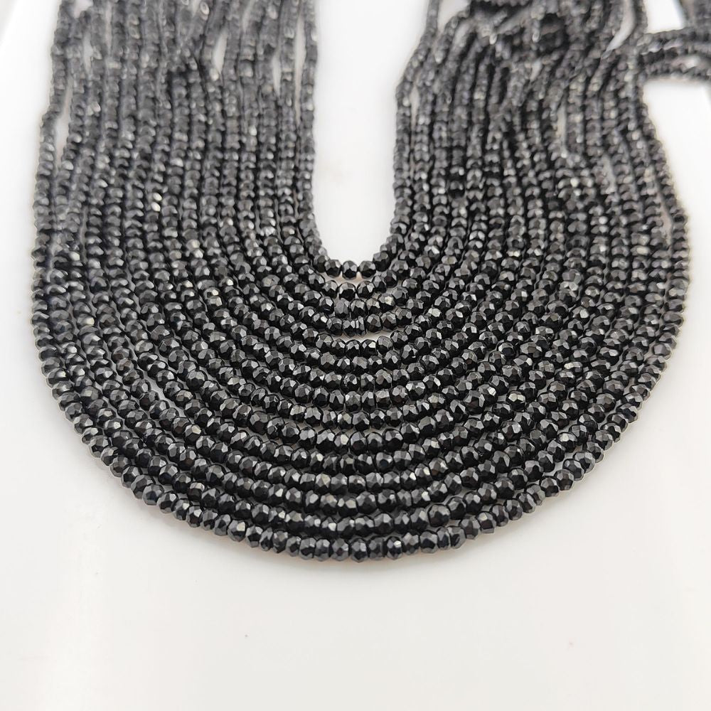 Black Spinel Beads – 3mm Faceted Rondelle Cut for Jewelry Making