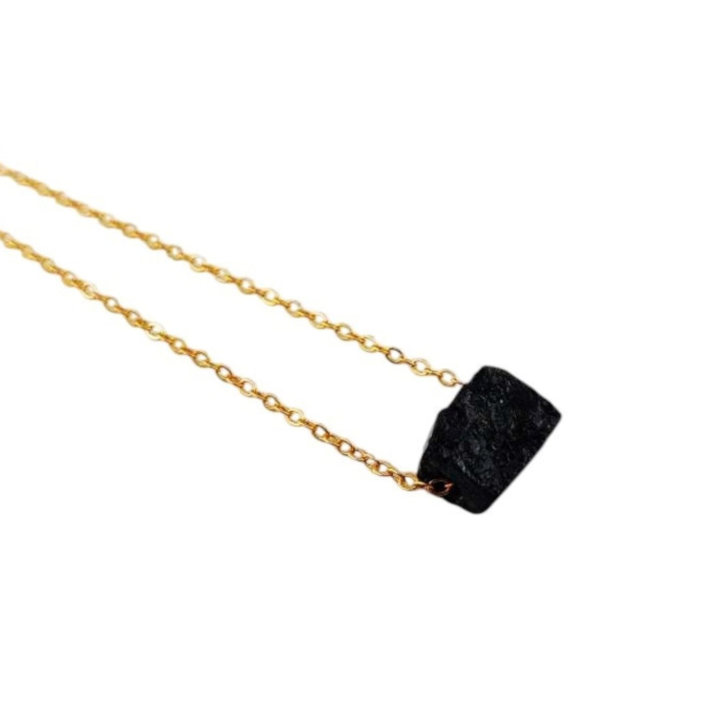 Multi Raw Gemstone Necklace with Gold Plated Adjustable Chain