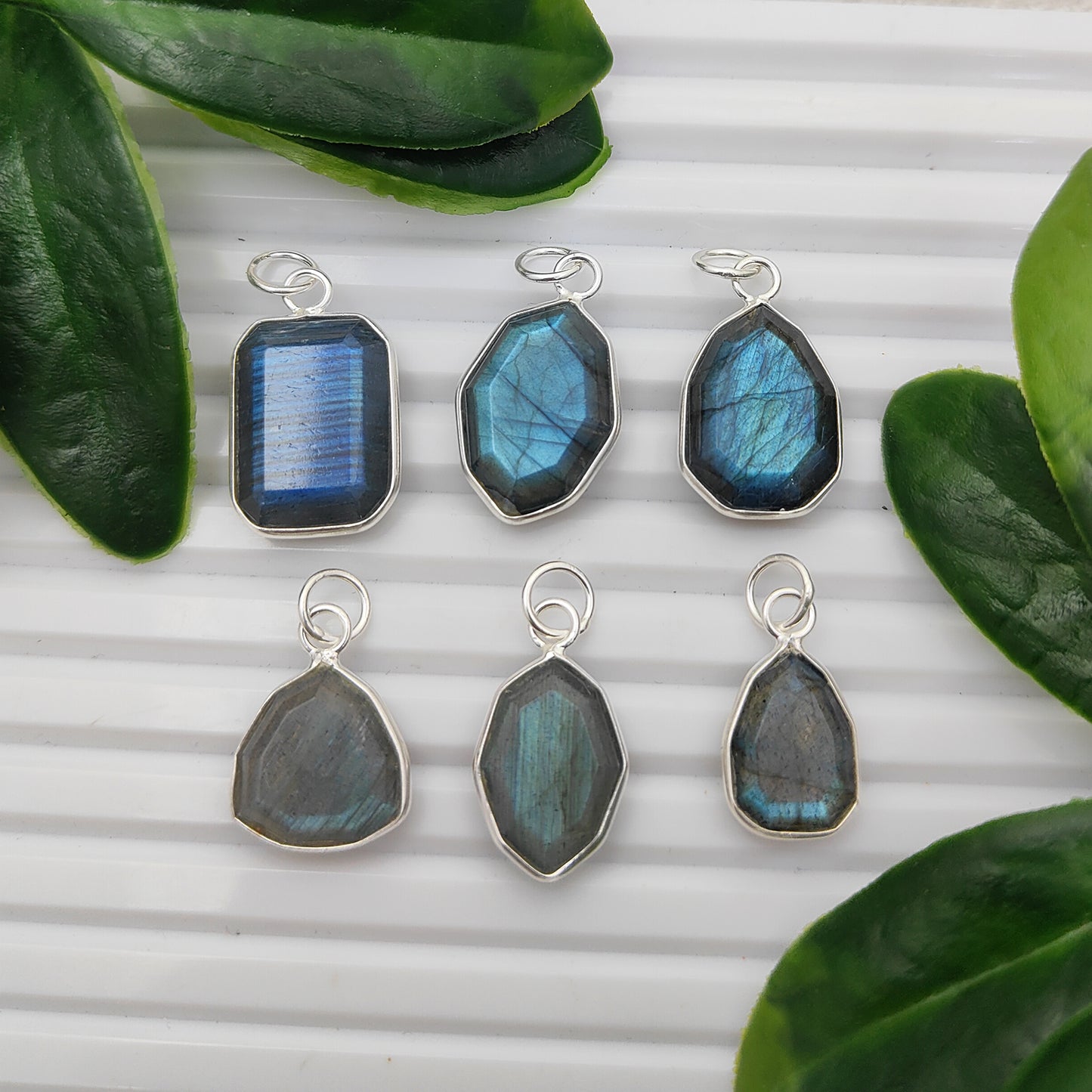 Blue Labradorite Faceted Pendant in Solid 925 Sterling Silver Handmade Minimalist Necklace Charm - Selling Per Piece