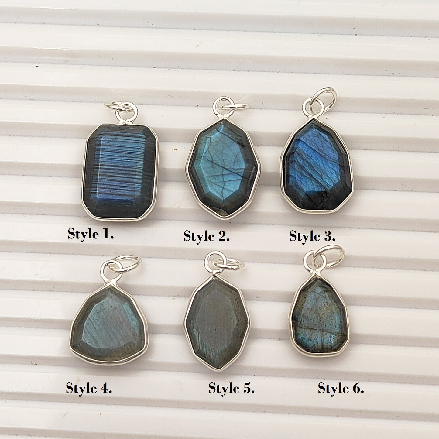 Blue Labradorite Faceted Pendant in Solid 925 Sterling Silver Handmade Minimalist Necklace Charm - Selling Per Piece