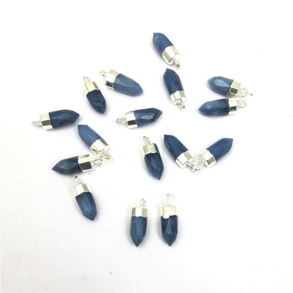 Handmade Multi-Gemstone Spike Point Pendant Silver Capped Charm for Necklaces & Earrings- Selling Per Piece