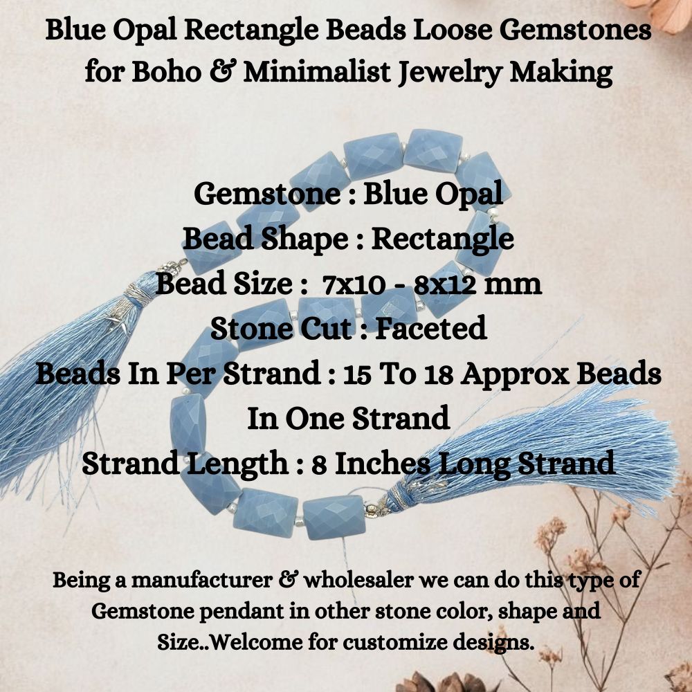 Blue Opal Rectangle Beads Loose Gemstones for Boho & Minimalist Jewelry Making