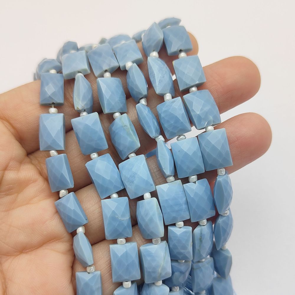 Blue Opal Rectangle Beads Loose Gemstones for Boho & Minimalist Jewelry Making