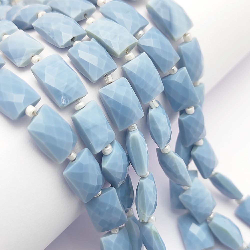 Blue Opal Rectangle Beads Loose Gemstones for Boho & Minimalist Jewelry Making