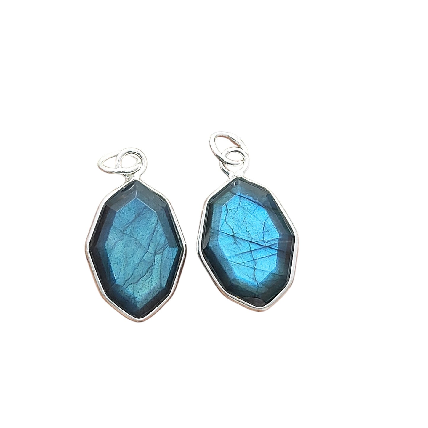 Blue Labradorite Faceted Pendant in Solid 925 Sterling Silver Handmade Minimalist Necklace Charm - Selling Per Piece
