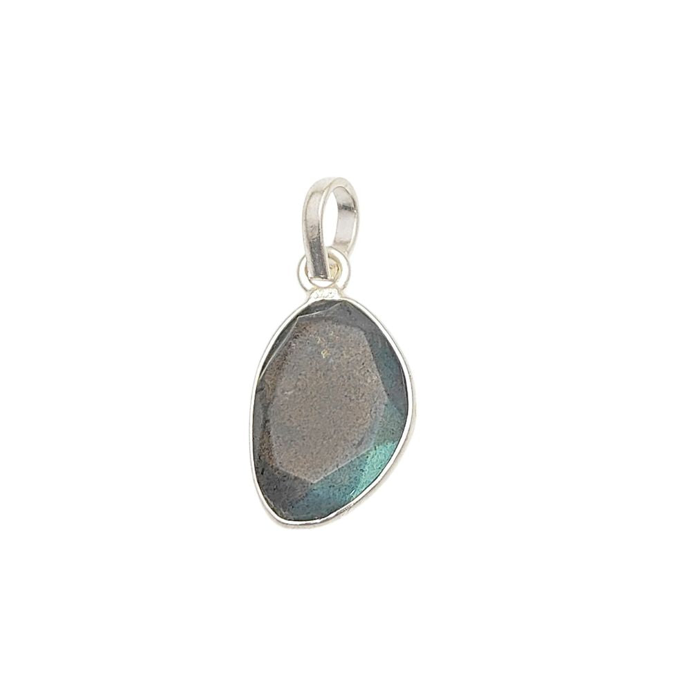 Blue Labradorite Pendant Natural Uneven Stone Handmade Gold/Silver Plated Charms for Necklace