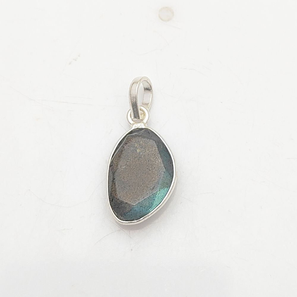 Blue Labradorite Pendant Natural Uneven Stone Handmade Gold/Silver Plated Charms for Necklace