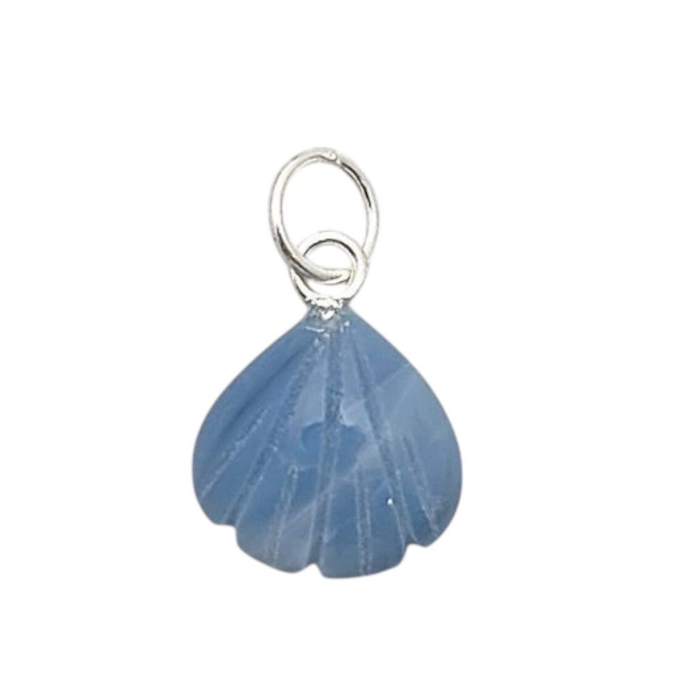 Gold Plated Blue Opal Pendant Heart Shaped Seashell Jewelry in 925 Sterling Silver