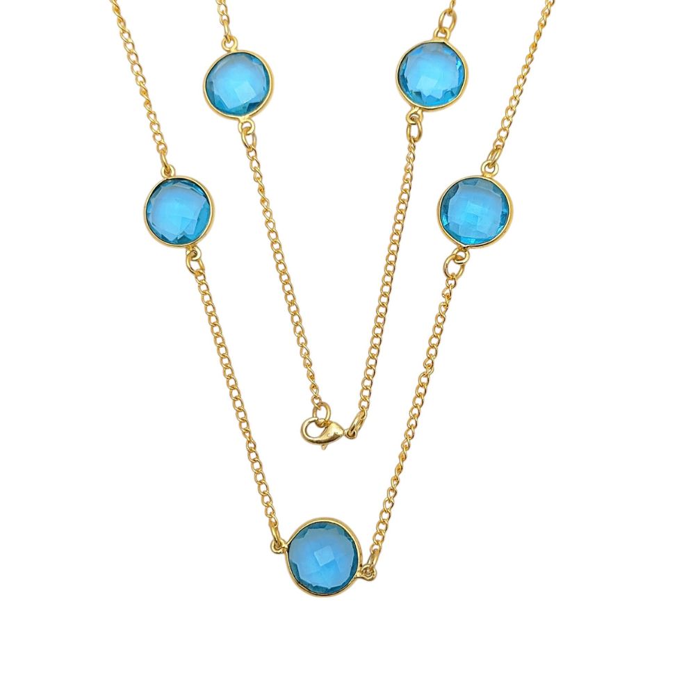 Handmade Necklace with Natural Blue Topaz Gemstone