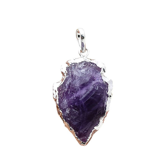 Bohemian Amethyst Arrowhead Pendant, Gold/Silver Plated Tribal Gemstone Charm for Handmade Jewelry – Selling Per Piece