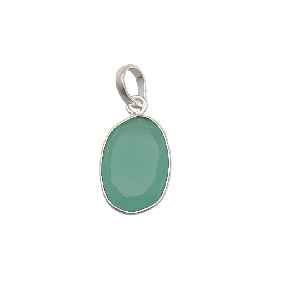 Boho Aqua Chalcedony Pendant Uneven Semi-Precious Stone Handmade Gold/Silver Plated Charms